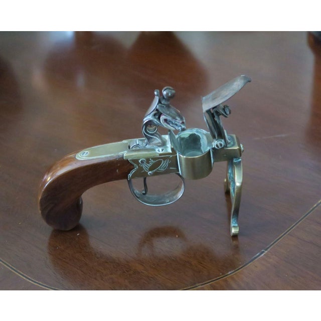 Antique George III Brass, Iron and Mahogany Flintlock Tinder Pistol For Sale - Image 10 of 18
