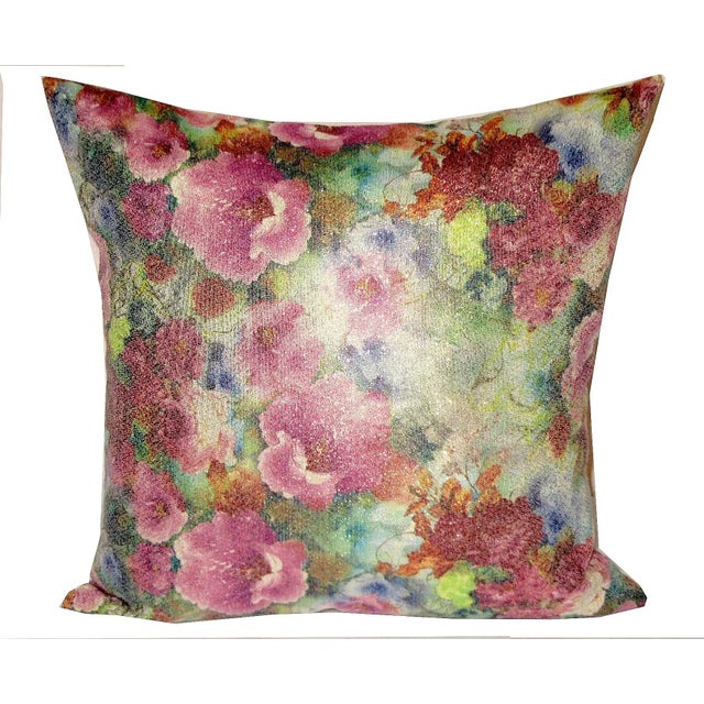 Vintage Floral Brocade Glitter Gold Pillow Cover- a Pair For Sale - Image 10 of 12