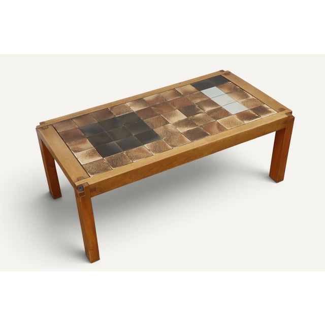 1960s Coffee Table in Elm and Ceramic by Pierre Chapo, 1960 For Sale - Image 5 of 17