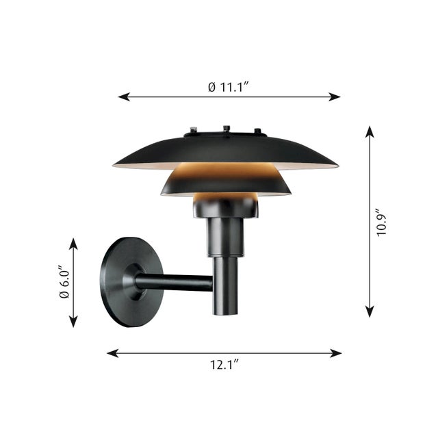 Poul Henningsen PH 3-2/5 outdoor wall light for Louis Poulsen. Based on Poul Henningsen's revolutionary reflective three-...