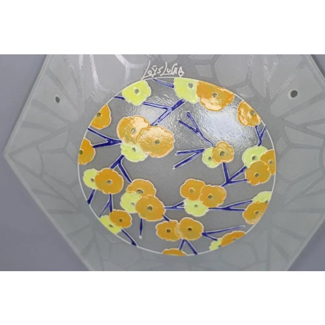 Art Deco Enameled and Frosted Glass Pendant Light from Loys Lucha, 1930s For Sale - Image 17 of 18