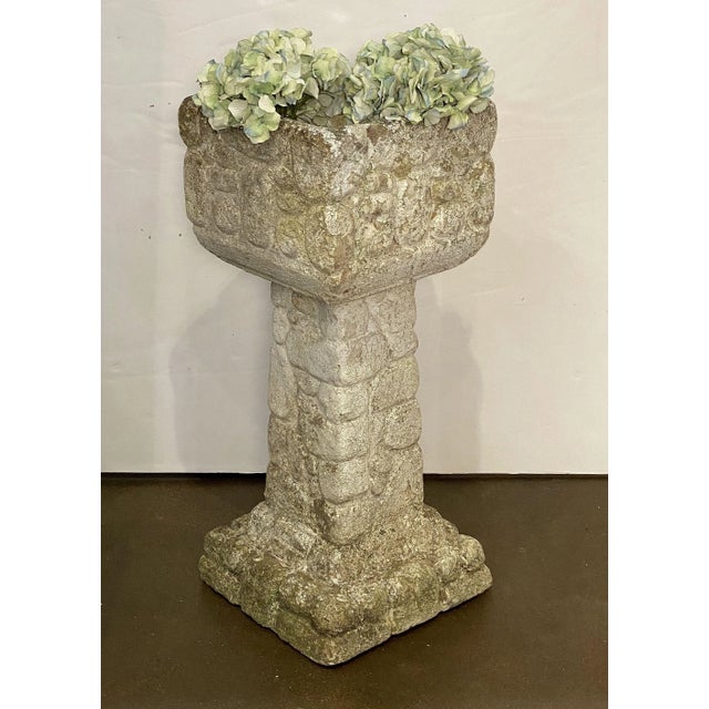 English Square Pedestal Garden Planters With Cobblestone Relief (Four Available) For Sale In Austin - Image 6 of 12