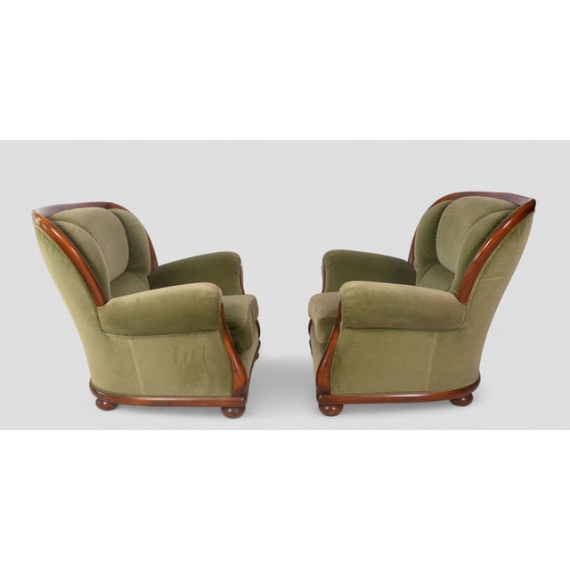 Vintage Chairs in Green Velvet and Bentwood, 1940s, Set of 2 For Sale - Image 6 of 9