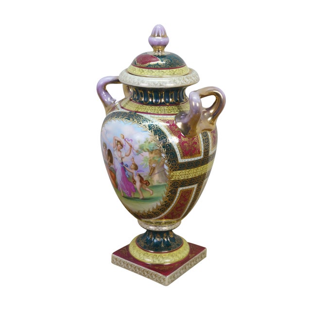 Neoclassical Antique Austrian Royal Vienna Beehive Classical Mantel Vase Trophy Urn 14" For Sale - Image 3 of 16
