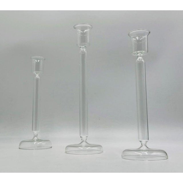 2020s Set of 3 Italian Mouth Blown Glass Candle Holders by Aldo Cibic for Paola Coin For Sale - Image 5 of 14
