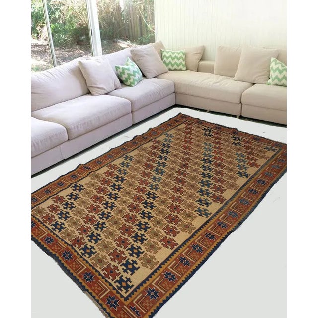 Textile Vintage Tribal Nomadic Caucasian Soumak Sumakh Kilim Rug, 1950s For Sale - Image 7 of 13