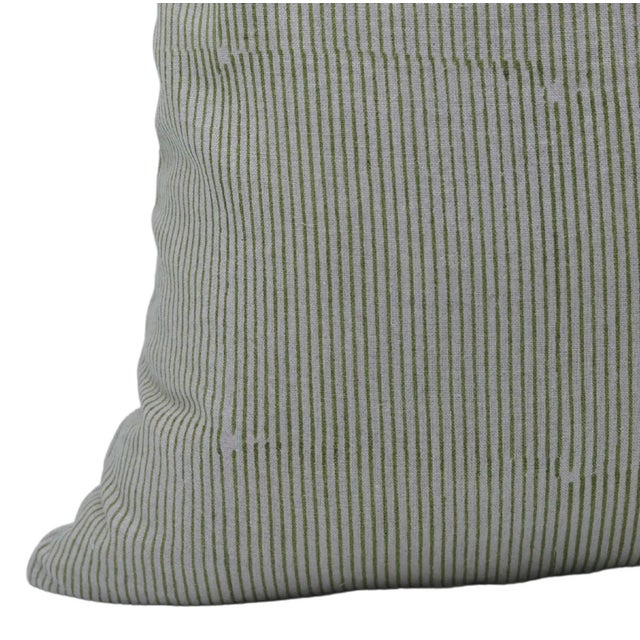 Square/Lumber Floral Block Printed Pillow Cover 14x36 Inch- Pure Linen - Lehar For Sale - Image 4 of 5