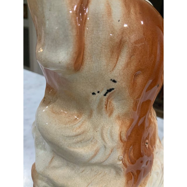 19th Century Antique Pair Bo’Ness Wally Spaniel Mantel Dogs - Staffordshire Style Scottish Pottery W/Glass Eyes & Gilt Details - 12.5” See Pics! For Sale - Image 12 of 12