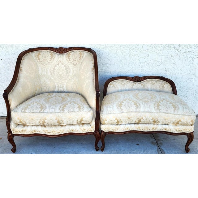 French Henredon Louis XV Duchesse Brisée Lounge Chair French Bergère For Sale - Image 3 of 13