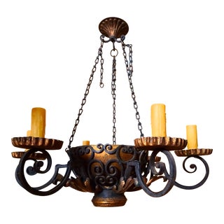 Vintage Wrought Iron Chandelier For Sale