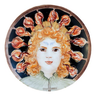 Hand-Painted Porcelain St. Eufemia Plate by Lithian Ricci For Sale