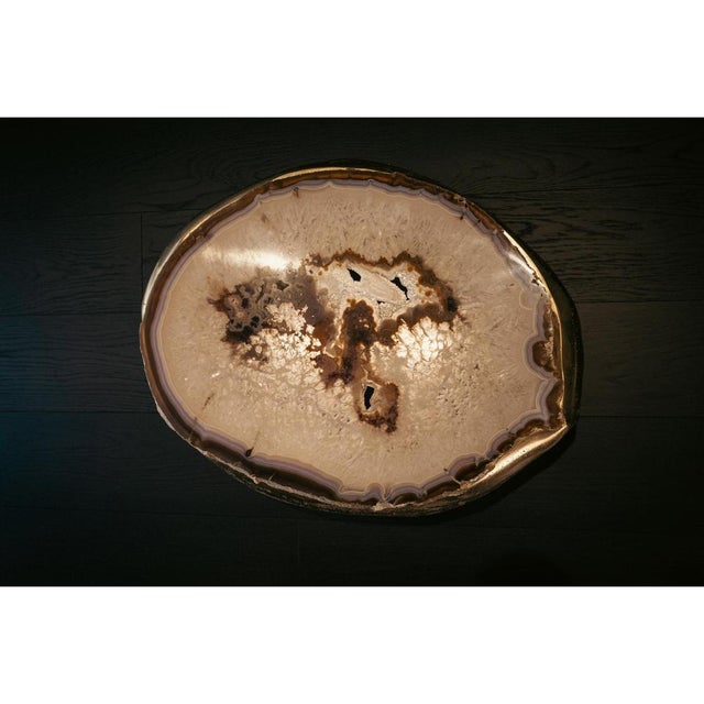 Ernest Coffee Table in Agate Gemstone & Cast Brass by Alex Turco For Sale - Image 9 of 10