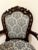 French Louis XV Style Bergere Carved Wood and Blue and Dark White Designed Upholstered Chair Vintage For Sale - Image 3 of 16
