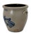 American Rare Small 1 Gallon Size Antique Evan Jones Pittston Pennsylvania Blue Decorated Stoneware Cream Jar With Handles For Sale - Image 3 of 12