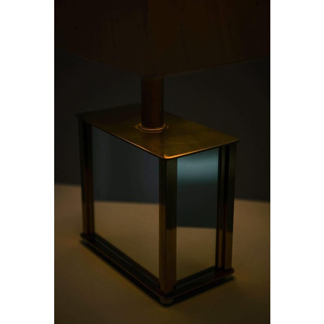 Bergboms Table Lamps in Brass, Mirrored Glass and Silk Shades, 1970s, Set of 2 For Sale - Image 10 of 15