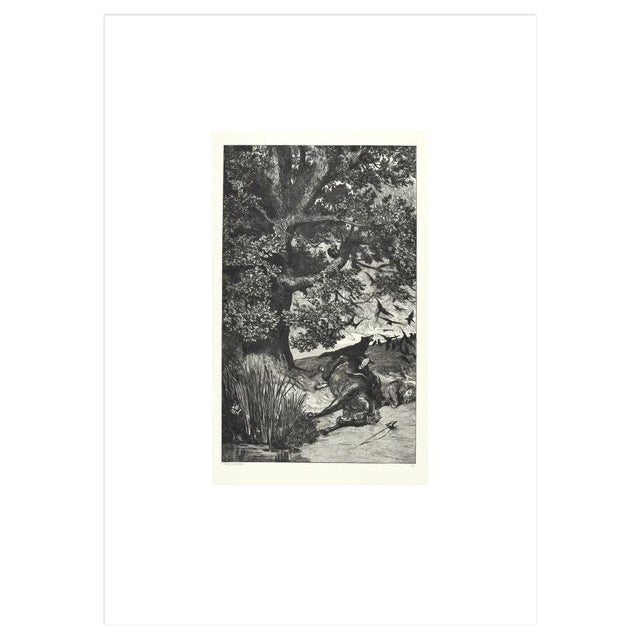 Image dimensions: 36.5 x 23 cm. Fallen Knight from ''Intermezzi'' is an original print realized by Max Klinger in 1881....