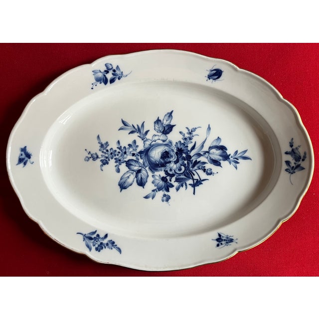 Large 19" Antique 19th Century German Meissen Porcelain Blue and White Floral Platter With Insects For Sale In New York - Image 6 of 10