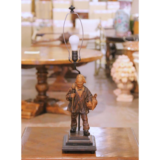 19th Century Carved Wood Figure Table Lamp Signed Jeret For Sale In Dallas - Image 6 of 12