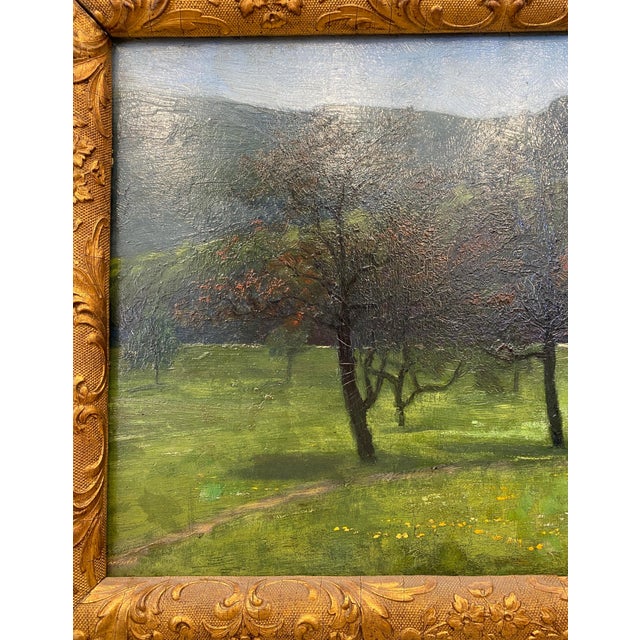 Early 20th Century Landscape Painting Oil on Masonite in Gold Leaf Frame For Sale - Image 4 of 6