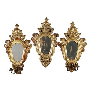 Small Carved Gilded Mirrors, Set of 3 For Sale