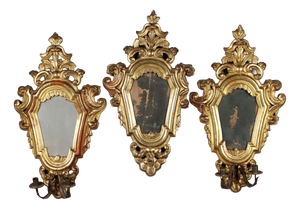 Small Carved Gilded Mirrors, Set of 3
