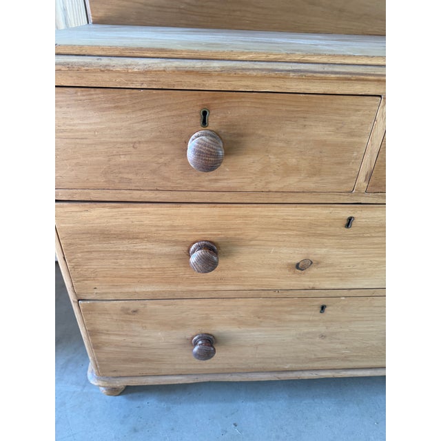Brown Antique Pine Two Over Two Drawers - Chest of Drawers With Gallery Back From England For Sale - Image 8 of 18