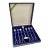 Vintage Semi-Precious Stone Cocktail Picks With Silver Coin Spoon & Presentation Box, Set of 7 For Sale