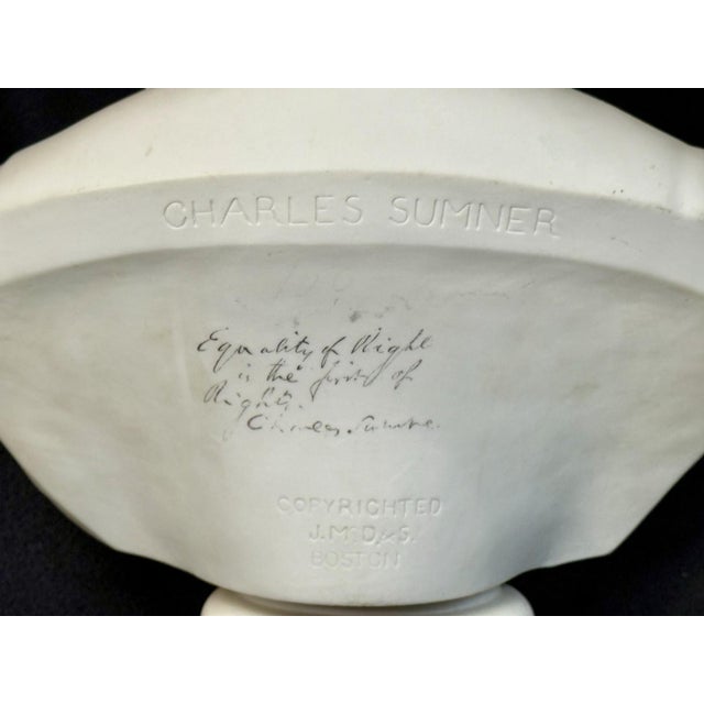 19th Century Rare EXTRA LARGE Antique Parian CHARLES SUMNER Bisque Portrait Bust Statue For Sale - Image 5 of 18