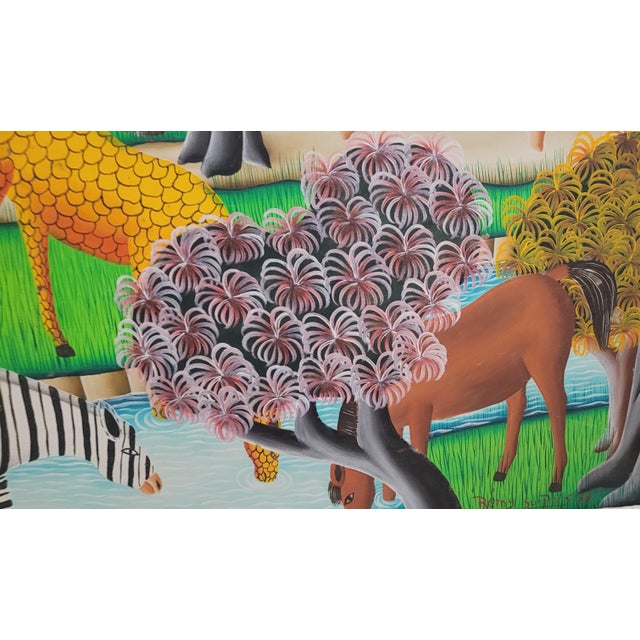 Contemporary Vintage Signed Hatian Painting of Adam & Eve For Sale - Image 3 of 10