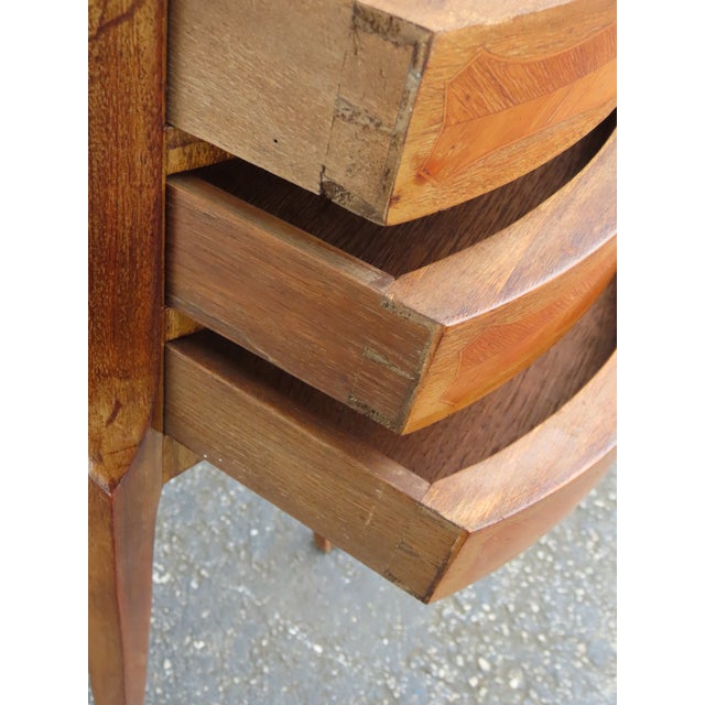 Early 20th Century French Early 1900s Inlay Tall Nightstand End Side Table 6316 For Sale - Image 5 of 16