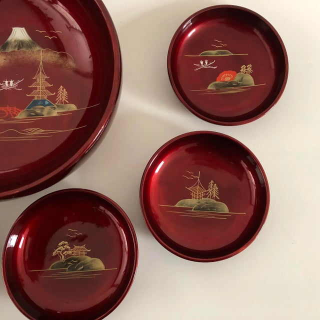 Asian Lacquered 7 Pieces Salad Bowls Set For Sale - Image 4 of 7