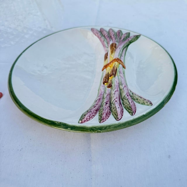 Ceramic 1960s Portuguese Majolica Purple Asparagus Divided Plate For Sale - Image 7 of 10