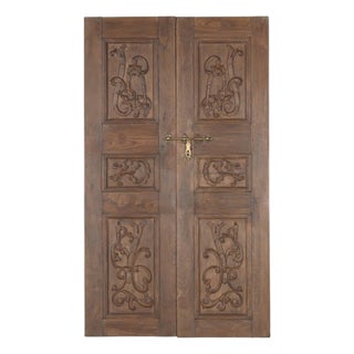 Antique Indian Carved Teakwood Door, C. 1900-20 For Sale