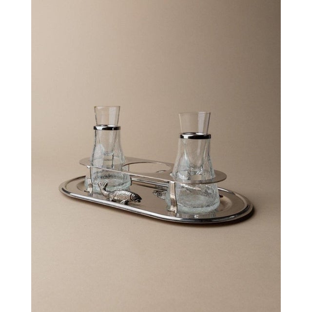 Mid-Century Silver-Plated Shot or Caviar Glasses with Tray, Italy, 1970s, Set of 4 For Sale - Image 13 of 13