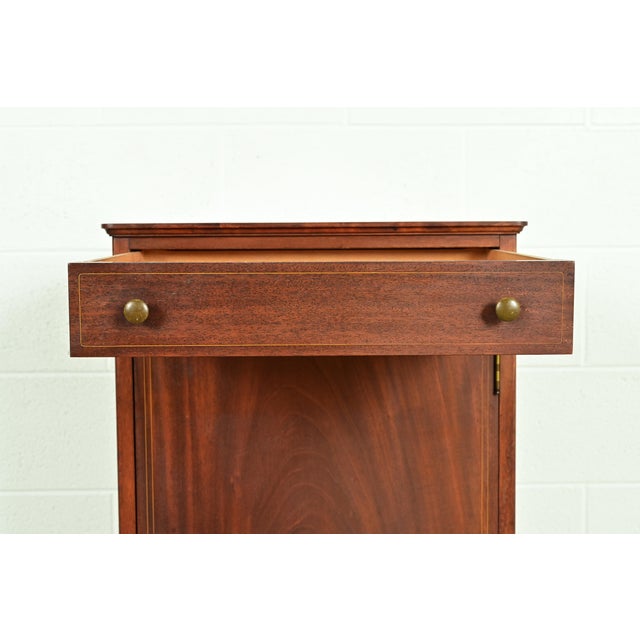 Brown Antique Victorian Carved Inlaid Mahogany Music Cabinet, Circa 1900 For Sale - Image 8 of 15