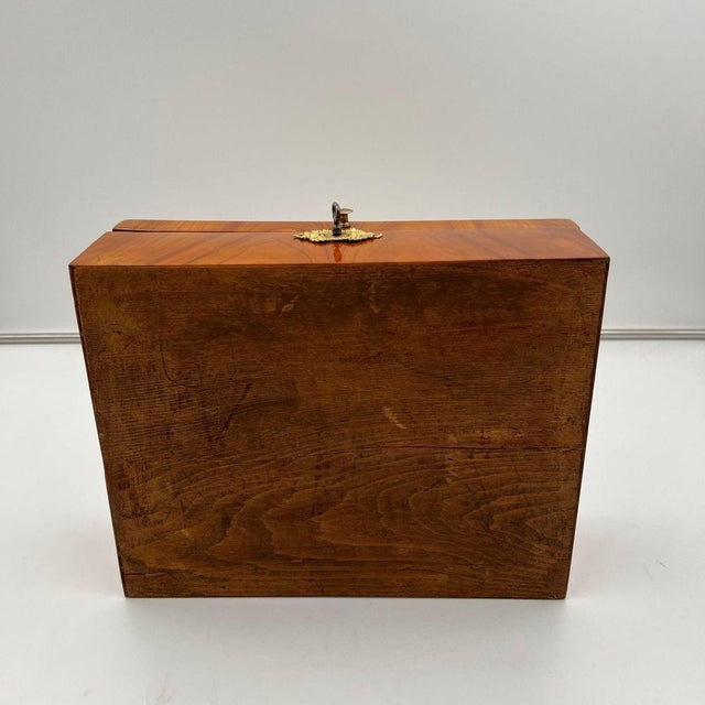 Biedermeier Jewelry Box in Cherry Wood, Ash & Brass, Southern Germany, 1820s For Sale - Image 17 of 18