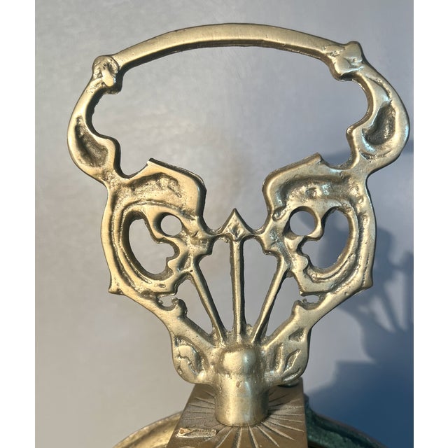 Fireplace Screen Brass Peacock Feathers Pineapples Both Sides Hollywood Regency 1950s For Sale - Image 4 of 7