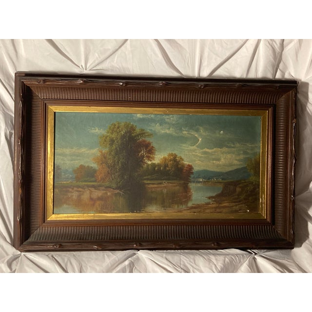 Green African-American Celebrated 19th-Century Landscape Ohio River Valley Landscape by Prominent Painter Robert S. Duncanson (1821-1872), For Sale - Image 8 of 12