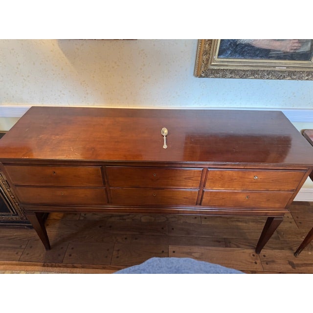 Antique English mahogany sideboard or server, dating to the early 20th century (c. 1905). This finely crafted piece...