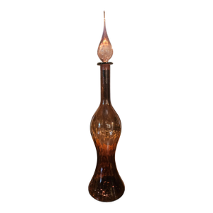 Vintage MCM Amethyst Glass Genie Bottle Decanter Italian Empoli Style With Flame Stopper