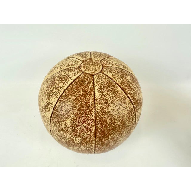 Leather Medicine Ball, Poland, 1950s, in Good conditions. Designed 1920 to 1949