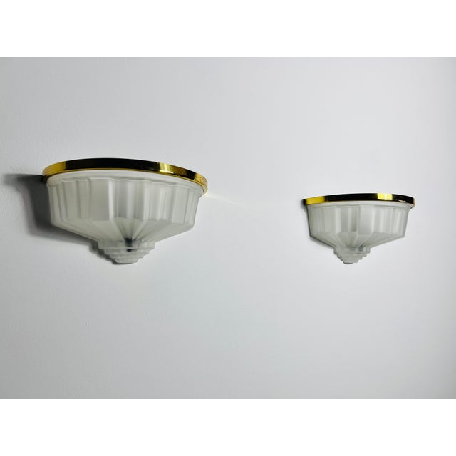 Pair of French Brass and Aluminium Art Deco Sconces, France, 1940s For Sale - Image 10 of 12