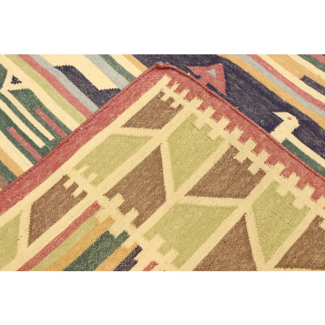 Late 20th Century Vintage Indian Stone Wash Dhurrie Rug - 03'10 X 05'09 For Sale - Image 5 of 9