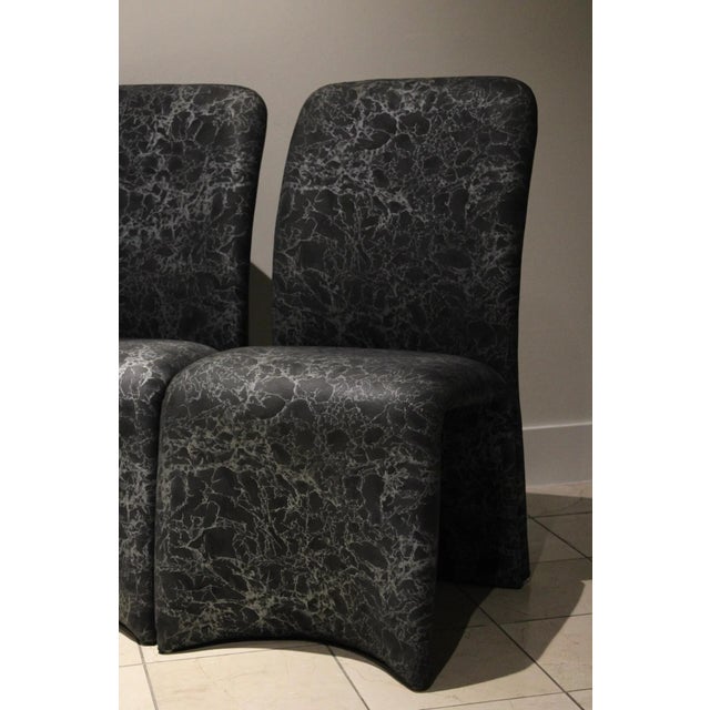 Pair of Postmodern Waterfall Dining Chairs in Marbleized Upholstery For Sale In Los Angeles - Image 6 of 7