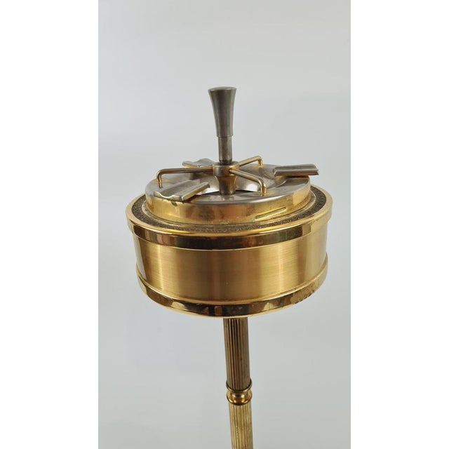 Gold Hollywood Regency Standing Ashtray in Gold Brass, 1950s For Sale - Image 8 of 11