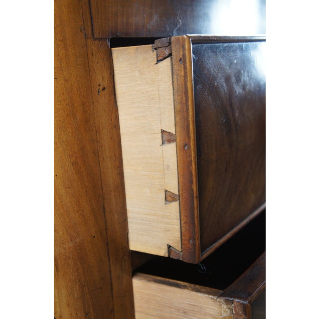 Mid 19th Century Antique Victorian Flame Mahogany Bow Front Tallboy Dresser Chest of Drawers For Sale - Image 10 of 14