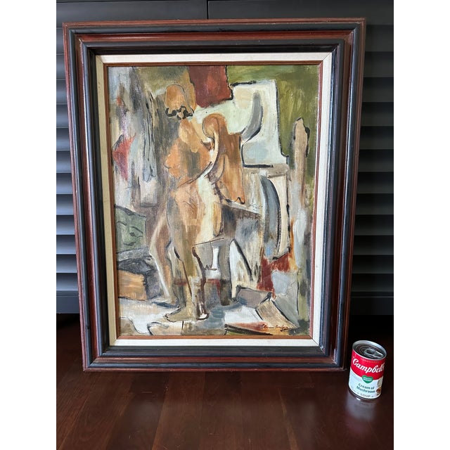 Mid-Century Modern Vintage Large Lorraine Crawford Oil on Canvas Framed Abstract, Circa 1960’s For Sale - Image 3 of 18