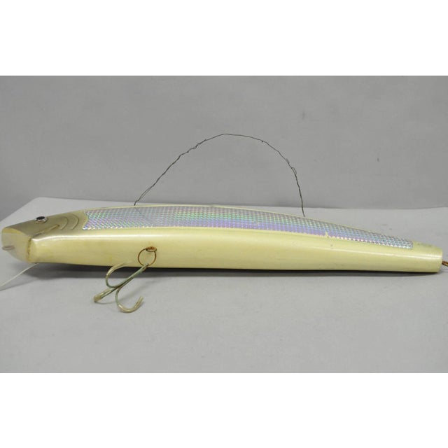 Vintage Wooden Giant Rapala 28” Fishing Lure Hanging Display W / Rainbow Decal For Sale - Image 16 of 18