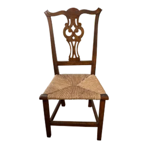 Antique Chippendale Chair with Rush Seat