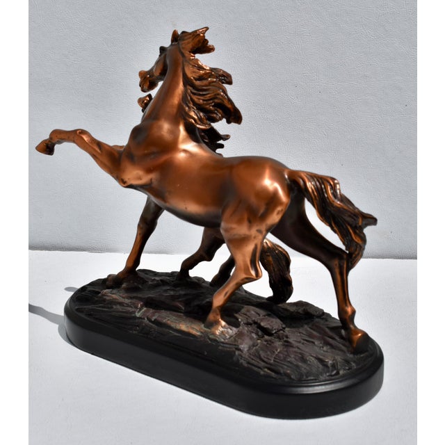 1980s Mare and Foal Horse Statue Rearing Sculpture Western Equestrian Figurine Bronze For Sale - Image 5 of 6